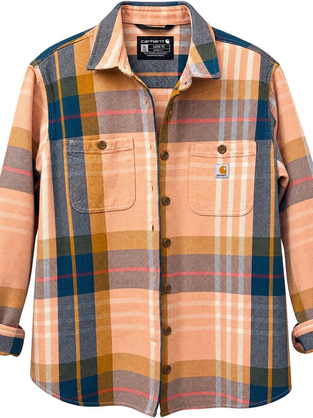 Carhartt XL Pink Plaid Flannel Shacket Workwear Oversized